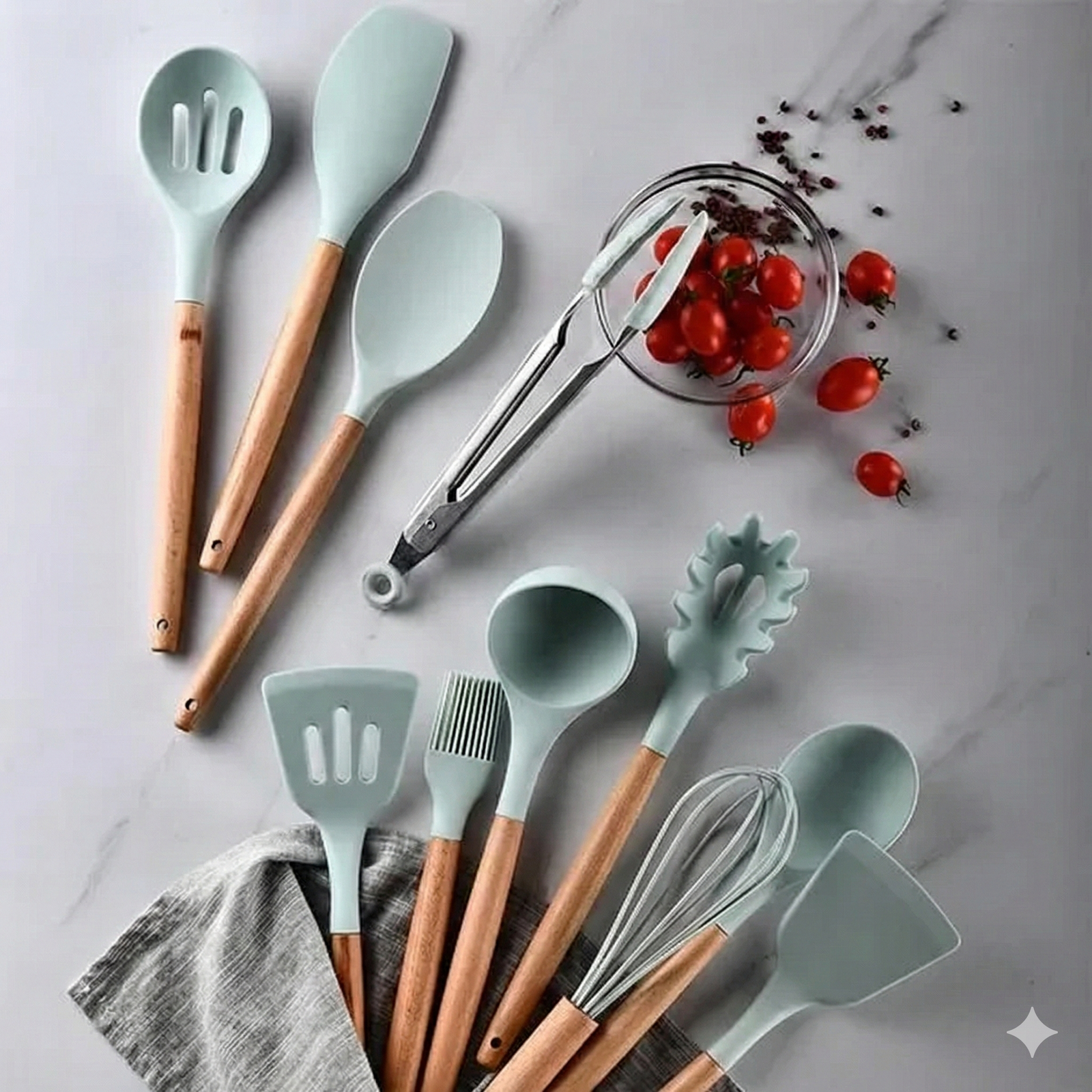 12Pcs Luxury Silicone Kitchen Utensil Set with Storage Holder